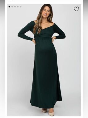 Pinkblush Maternity Long Sleeve Forest Green Maxi Dress